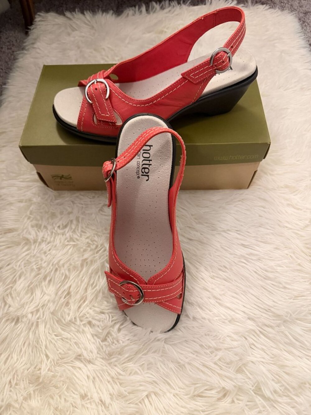 NIB Hotter Kiwi Womens Leather Wedge Sandals Size 8